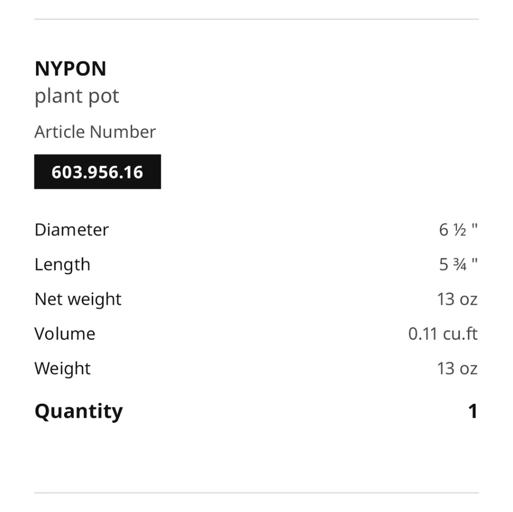 IKEA NYPON Gray Plant Pot